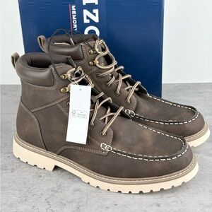 New Izod Men's Lace Up Boots Miles Brown Size 12 Lace Up Memory Foam Comfort NIB